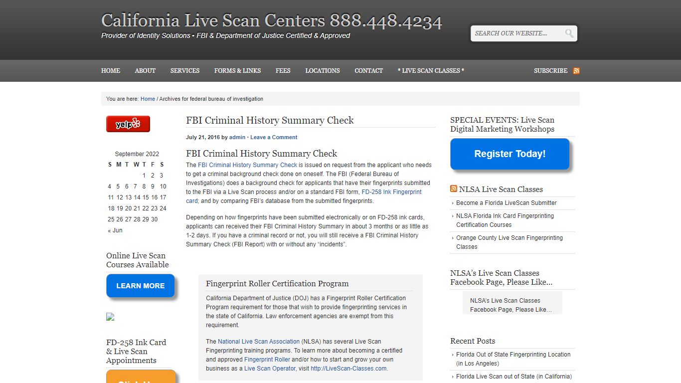 federal bureau of investigation - California Live Scan Centers 888.448.4234